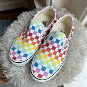 Rainbow Vans Slip Ons